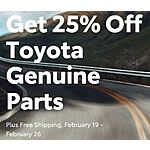 Get an Additional 25% Off Already Discounted Online Toyota Parts Prices