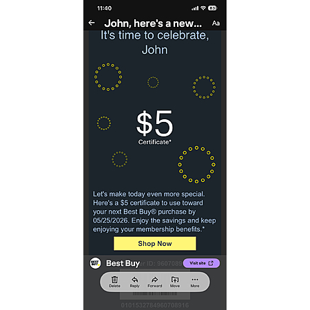Image for deal: $5 or $10 Best Buy Certificates