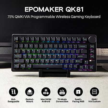 53% Off EPOMAKER QK81 Gaming Keyboard!