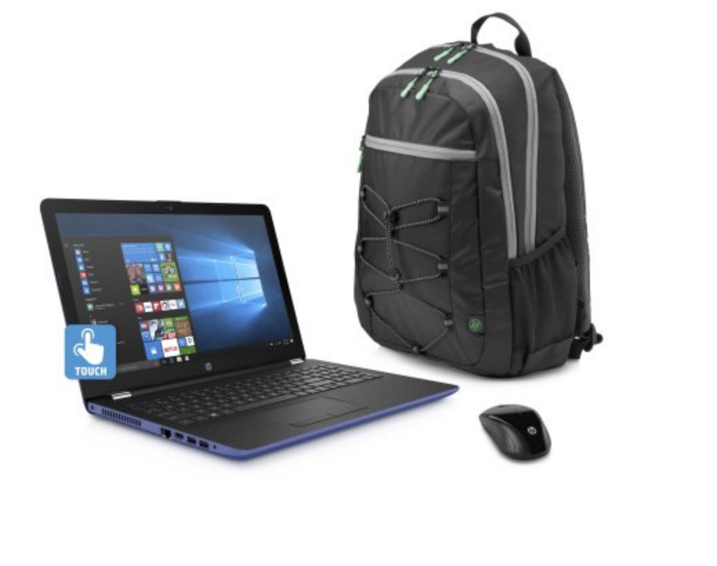 HP 15-bw033WM 15.6" Marine Blue Laptop Bundle, Windows 10, AMD A12-9720 Quad Core Processor, 8GB Memory, 1TB HDD, Wireless Mouse and Backpack - YMMV $198.98