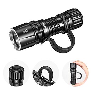 Wurkkos TD07 EDC Flashlight 1300 Lumens/ 18350 Battery Included/ USB-C (Black/Olive Green) - $29.99
