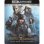 Pirates Of The Caribbean: Dead Men Tell No Tales (4K UHD + Blu-ray + Digital) $11