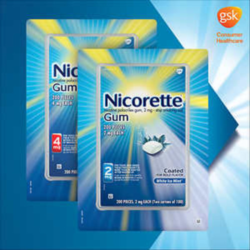 Nicorette Quit Smoking Aid 2mg. or 4mg., White Ice Mint Gum 200 Pieces $51.99