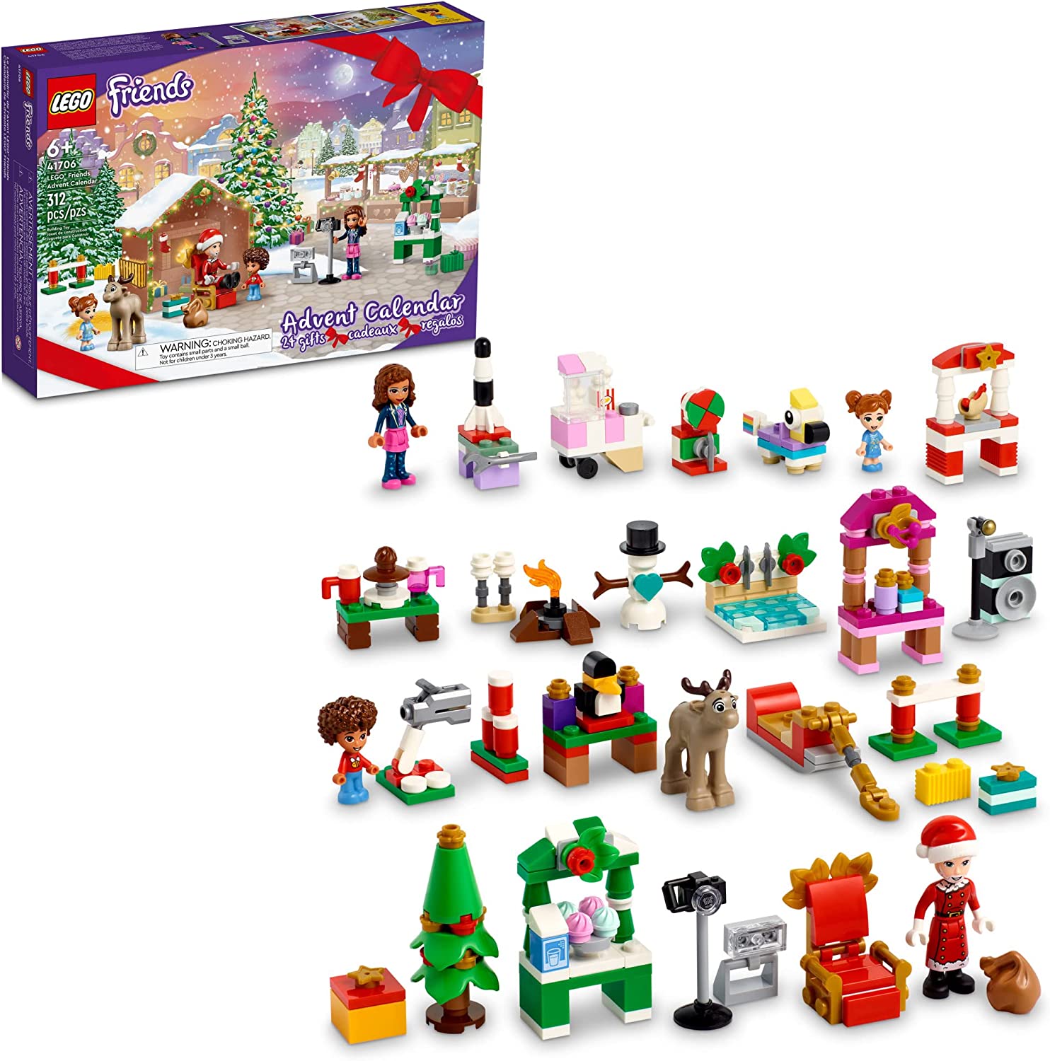 LEGO Friends 2022 Advent Calendar 41706 Building Toy Set; 24 Gifts and Holiday Toys, Including Santa’s Sleigh; for Kids, Boys and Girls, Ages 6+ (312 Pieces)L $22.39