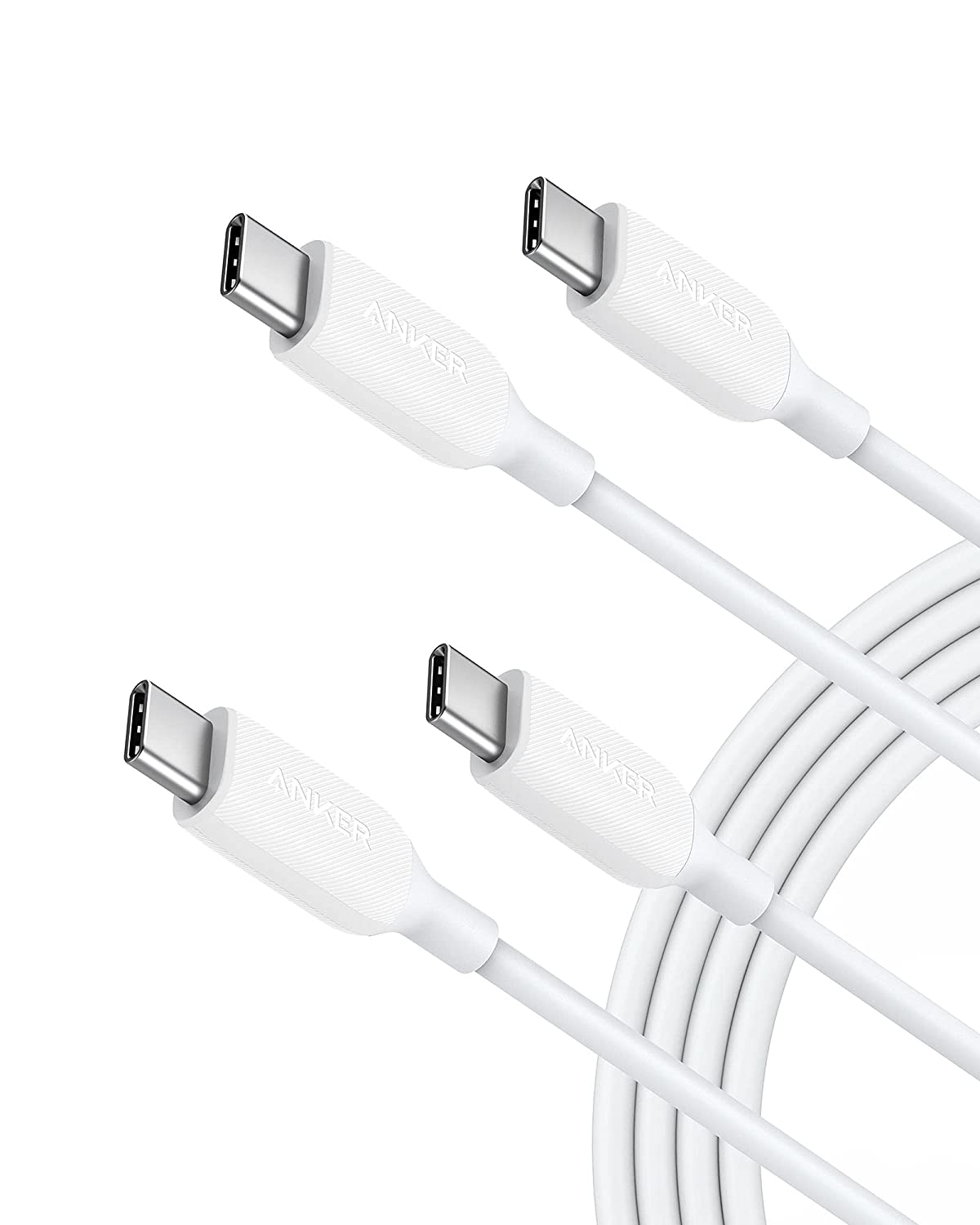 White Anker (2 Pack) Powerline III USB C to USB C Charge Cable 100w 6ft USB 2.0 Only - $16.99