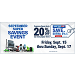Harbor Freight Everyone saves on most popular items up to 20%, ITC saves 5% more 9/15/23 - 9/17/23