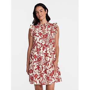 Time and Tru Women's and Women's Plus Cotton Mini Dress with Flutter Sleeves, 4 colors, Sizes XS-4X from $7.00