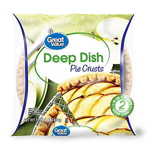 2-Ct Great Value Frozen Deep Dish 9" Pie Crusts & Pans (16-Oz) $1.25 