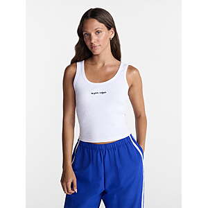 No Boundaries Ribbed Graphic Game-Day Tank Top, Vivid White Women'ss XXS-M ONLY - $1.75