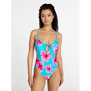 No Boundaries Scoop Neck One Piece Swimsuit with Keyhole, Women's XXS-L - $5.60