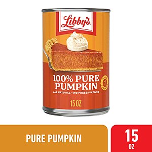 YMMV: Libby's Canned Pumpkin, 100% Pure Pumpkin Puree, All Natural Pumpkin for Baking Pumpkin Pie Dessert, 15 oz Can $0.95