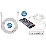 Yugster: 3 pack 10 ft Apple MFi-Certified Lightning Cables - $10.99 and 3 pack 10 ft Apple MFi-Certified Braided Lightning Cables - $11.97