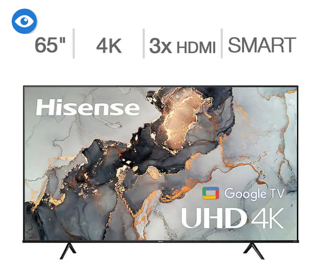 Hisense 65" Class - A65H Series - 4K UHD LED LCD TV $350