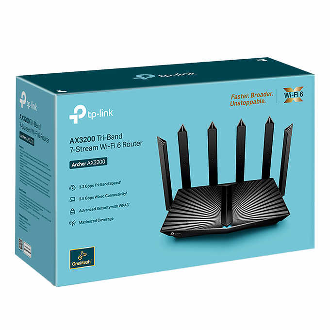 TP-Link Tri-Band 7 Stream AX3200 Wi-Fi 6 Wireless Router at Costco for $129.99