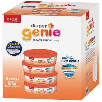 Playtex Diaper Genie Max Fresh Refill bags with a Clean Laundry Scent and Anti-Microbial, 1,080 count, PLUS 2 carbon filters - $15.99