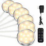 6 packs Albrillo LED Puck Lights with Remote Control, 9W 900 Lumen $11.88