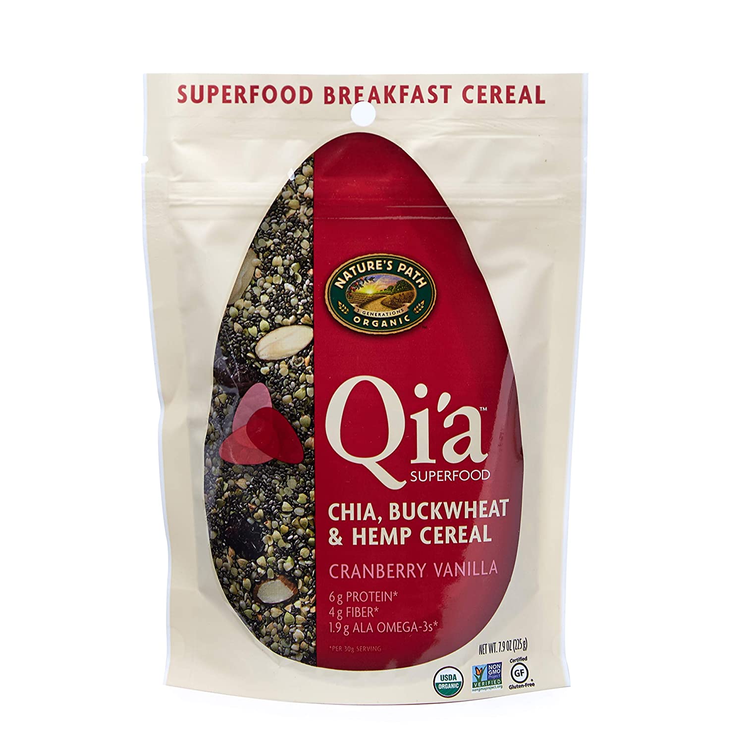 7.9-Oz Qi'a Superfood Organic Gluten-Free Chia, Buckwheat & Hemp Cereal Topper (Cranberry Vanilla or Original) $3.90 w/ S&S + Free Shipping w/ Prime or on $25+