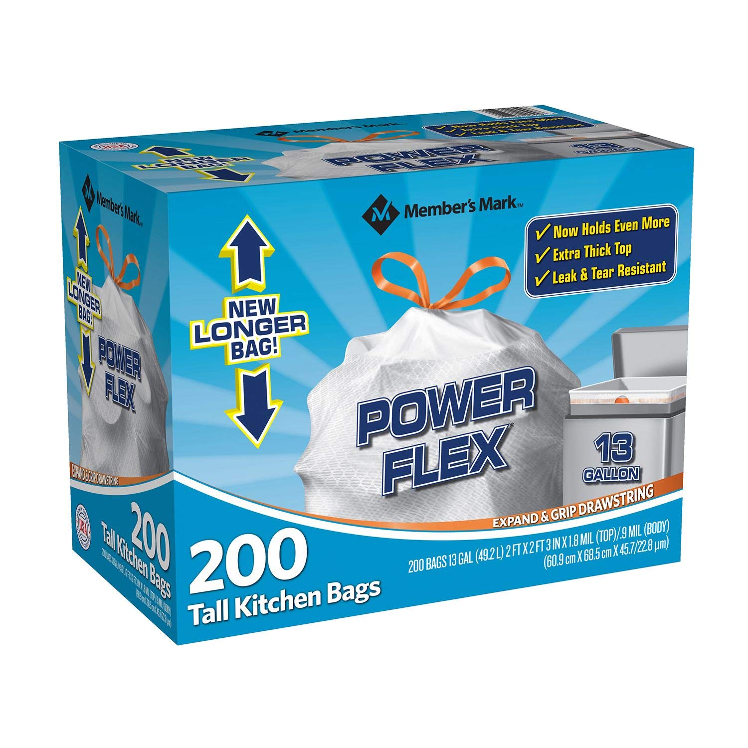 200-Count 13-Gallon Member's Mark Power Flex Tall Kitchen Drawstring Bags $17.98 + Free Shipping w/ Prime or on orders $25+