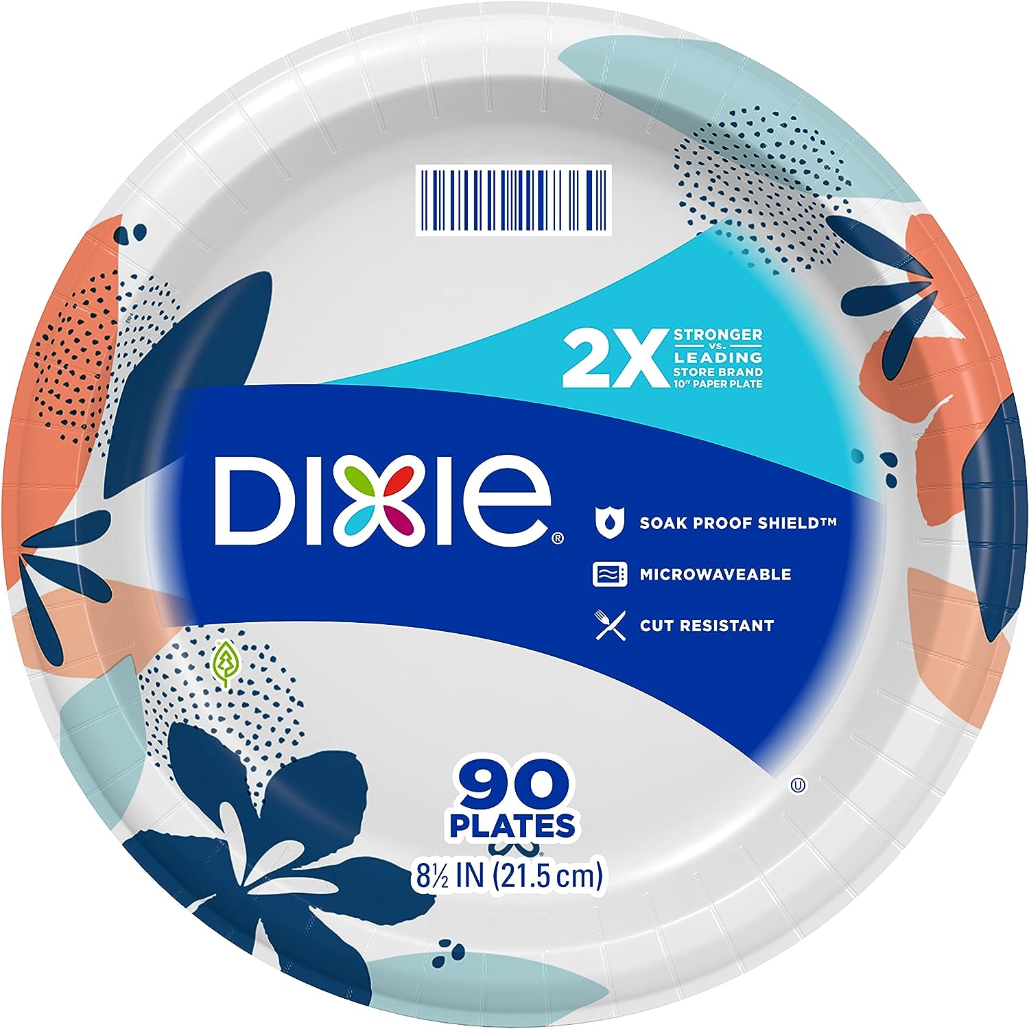 90Count 8.5" Dixie Microwavable SoakProof Paper Plates