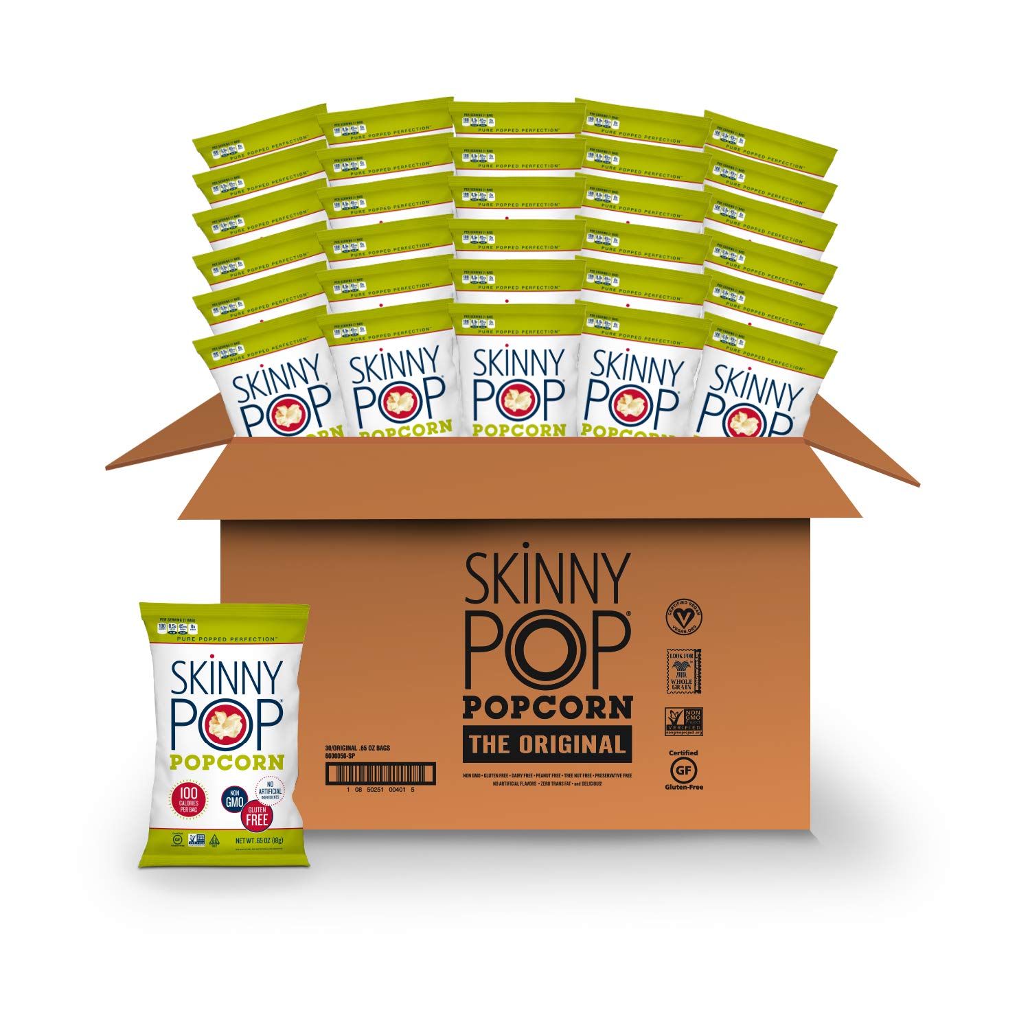 30-Pack 0.65-Ounce SkinnyPop Popcorn (Original) $11.50 w/S&S + Free Shipping w/ Prime or on orders $35+