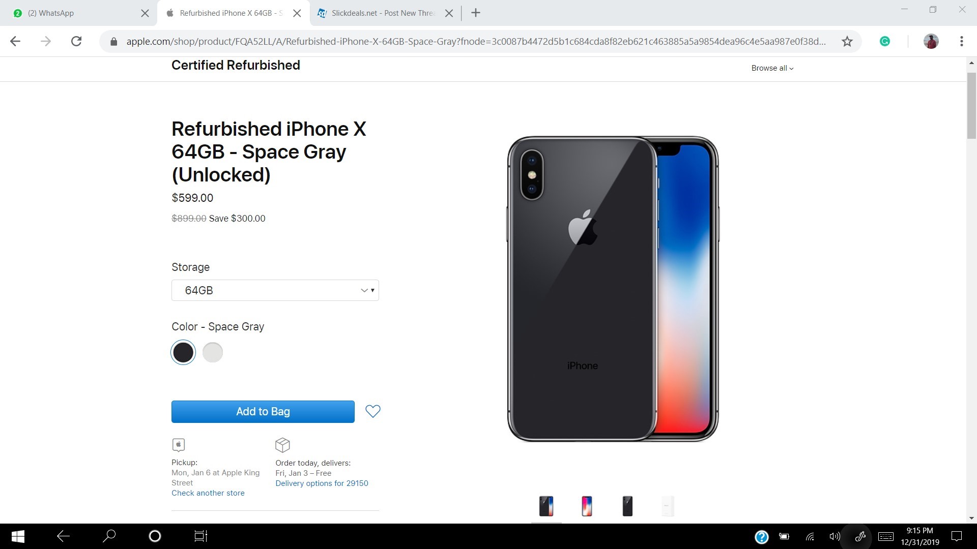 Iphone 7 - $379, 7P - 479 & refurbished X - 599