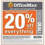 OfficeMax 20% off purchase (exclusions apply but at least some tablets, eReaders and scanners NOT excluded) 06/02 - 06/08