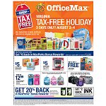 OfficeMax Tax-Free Holiday and a MaxPerks Bonus Rewards offer for a qualifying purchase 08/02-08/04* (AL, AR, FL, LA, MO, MS, NM, NC, SC, TN and VA)