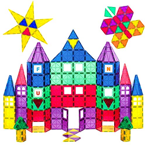 Playmags 100-Piece Magnetic Tiles Building Blocks Set, 3D Magnet Tiles for Kids Boys Girls, Educational STEM Toys for Toddlers - $36.49