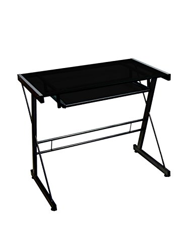 Walker Edison Modern Small Metal and Glass Computer Gaming with Under Desk Keyboard Tray Black Home Office Desk, 31 inch - $34.84