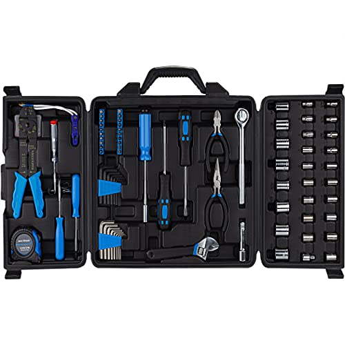 Cartman 122 Piece Auto Tool Accessory Set Tool Kit Set Electric Tool Set Drive Socket and Socket Wrench Sets Blue - $19.49