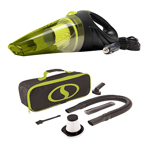 Auto Joe ATJ-V501 12-Volt Portable Car Vacuum Cleaner w/16-Foot Cable, Interior Auto Detailing Accessory Kit, HEPA Filter x2 and Storage Bag, Green $13.9