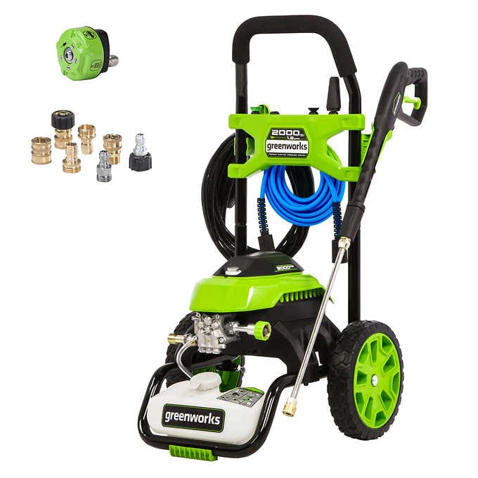 Greenworks 2000PSI Electric Pressure Washer with 50’ Anti-Kink Hose & Accessories $179.99