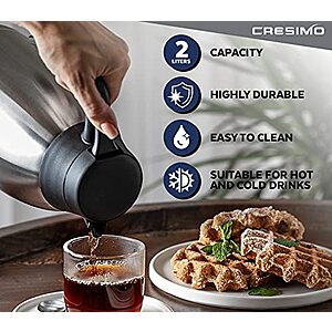 Cresimo 68Oz Stainless Steel Black Thermal Coffee Carafe/Double