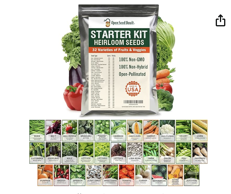 32Variety Open Seed Vault Fruit & Veggies Heirloom Seeds Starter Kit