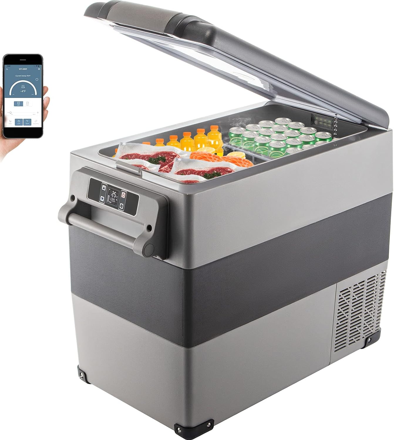VEVOR 58-Qt Portable Refrigerator with App Control and 12V Power