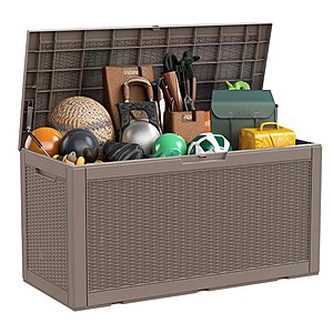 100-Gal EasyUp Resin Outdoor Deck Box (Light Brown Wicker or Black Wicker) $50 + Free Shipping