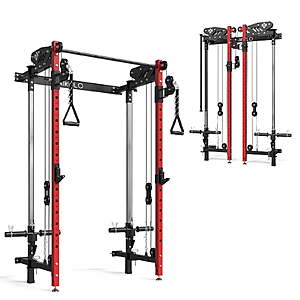 Mikolo Wall-Mount Squat Rack Power Cage: Cable Crossover, LAT Pull & Independent Pulley System (Black) $409.99 + Free Shipping