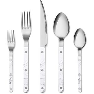Prime Members: 20-pc CAROTE Wood Handle Silverware Set (Marble)  + Free Shipping