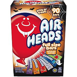90-Count Airheads Chewy Full Size Fruit Taffy Bars (Halloween Variety Box) .95 w/ Subscribe & Save