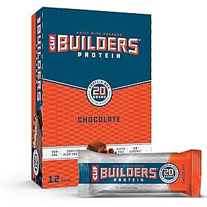12-Pack 2.4-Oz CLIF BUILDER'S Protein Bars (Chocolate) .20 w/ Subscribe & Save