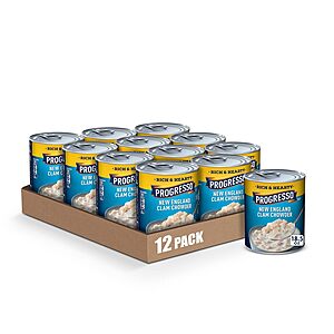 12-Pack 18.5-Oz Progresso Soup (New England Clam Chowder) $9.35 