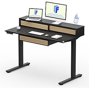 Flexispot Q4 One-Piece Standing Desk w/ Rattan Drawer & Monitor Shelf (2 Sizes) from $100 + Free S/H