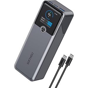 200W SIXTHGU 3-Port 20,000mAh PowerTower P1 Power Bank w/ 140W USB-C PD $38.50 + Free S&H