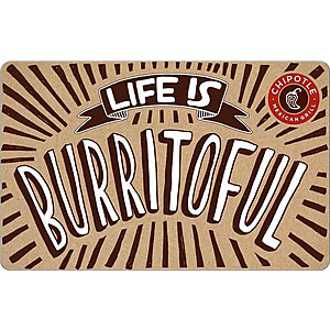$42.5: Chipotle $50 Gift Card (Email Delivery) at Newegg, Limit 1 per customer.