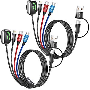 Prime: 2-Ct 5' MPATIBY 3-in-2 Travel Charging Cables w/ Apple Watch Charger $9 + Free S&H