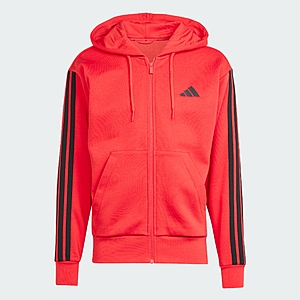 adidas men Essentials 3-Stripes Fleece Hoodie (Pure Ruby / Black) $21 + Free S&H