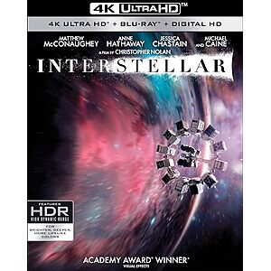 Interstellar (4K UHD + Blu-ray + Digital) $14.95