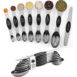 8-Pack ChefAide Stainless Steel Magnetic Measuring Spoons Set