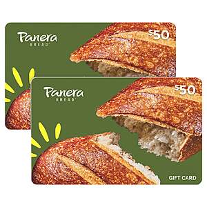 Costco Members: 2-Pk $50 Panera Bread eGift Card (Email Delivery)