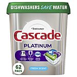 62-Count Cascade Platinum ActionPacs Dishwasher Detergent Pods (Fresh Scent) $10.25 w/ Subscribe &amp; Save